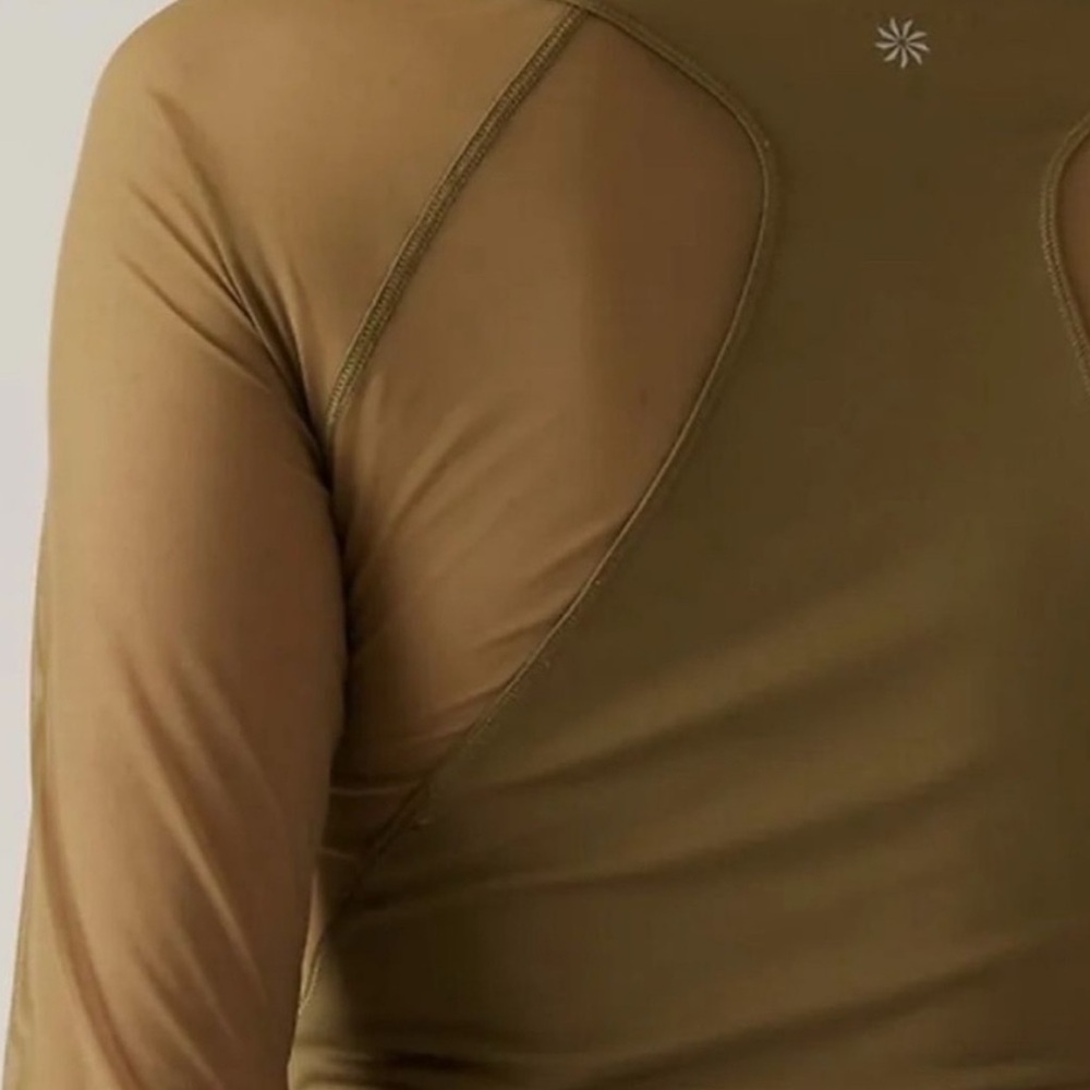 Athleta Acacia Olive Green Pacer Mesh Top Wicking Compression Quick Dry L - Picture 4 of 5